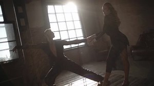 Couple of two dancers is dancing in studio. Slow Motion dance.