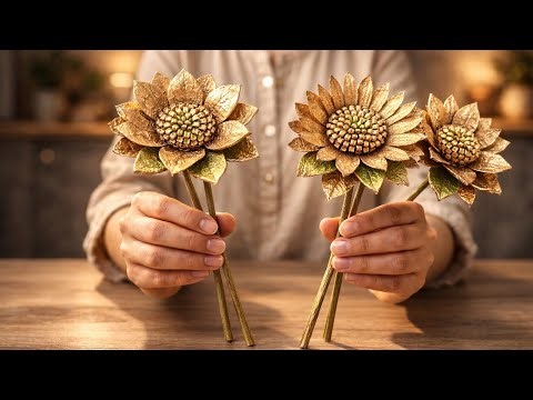Turn Egg Cartons into Golden Flowers Easy DIY Ideas