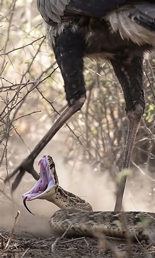 Secretary bird vs Snake