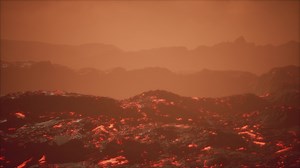 Lava flame on black ash background