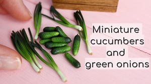 Miniature cucumbers and green onions🥒Polymer Clay💚 Detailed tutorial with English subtitles on my YouTube channel: https://youtu.be/YoccCfaeszk Subscribe to my channel not to miss new videos: www.youtube.com/c/SweetMiniDollHousePavlovaSvetlana | Sweetminidollhouse