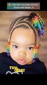 😍 Little Girls Hairstyles #shorts | Braids with Beads ✨ #braids #cornrows #kidshairstyles
