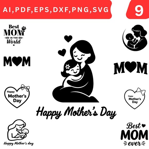 Mother's Day SVG Bundle | Mom Silhouette, Mom Cut Files (digital Download) - Etsy