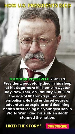 How U.S. presidents died. Theodore Roosevelt, 26th U.S. President
