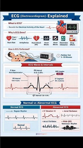 ECG (Electrocardiogram) Explained Simply.. #nursingeducation #viral #medicaleducation #short reels