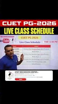 CUET PG-2026 LIVE CLASS SCHEDULE 🤩🎯#cuetpg2026preparation #cuetpg2026