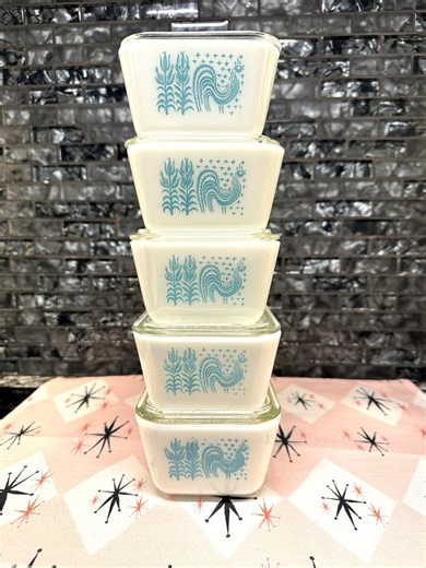 Vintage Pyrex Butterprint Refrigerator Dish | Blue Amish Rooster Milk Glass | Choose Piece - Etsy