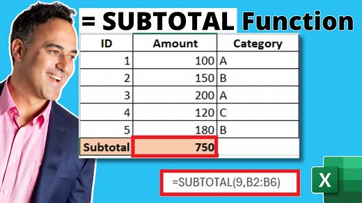 How to Use Subtotal Function in Excel | MyExcelOnline