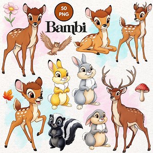 Bambi and Thumper, Bambi Clipart, Bambi Watercolor PNG, Thumper Bambi, Cute Deer Clipart, Bambi Woodland, Bambi Cake Topper, Bambi Birthday - Etsy
