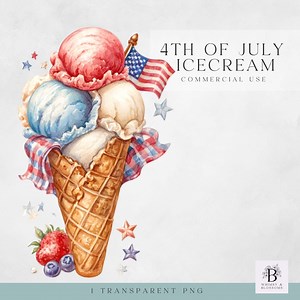 Fourth of July Ice Cream Clipart - Summer Clipart - Ice Cream Clipart Designs - for Commercial Use - Instant Download - PNG 300dpi - Flag - Etsy