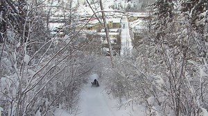 The hills around Dawson City provide the ideal venues for tobogganing - as these kids can attest. (Video: Claudiane Samson, Radio-Canada) | CBC Yukon
