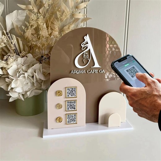 Custom QR Code Display Stand With Business Card Holder – Social Media, Payment & Review Marketing Sign - Etsy