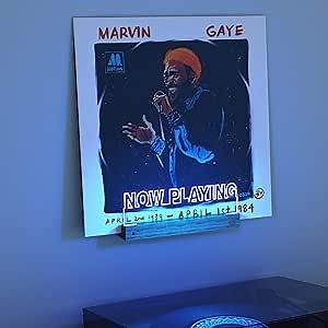 Now Playing Vinyl Record Stand Wall Mount, Light up Record Holder, Wooden Acrylic Display with 16 Color Lights for Albums, Room Decor, Gift for Vinyl Lovers