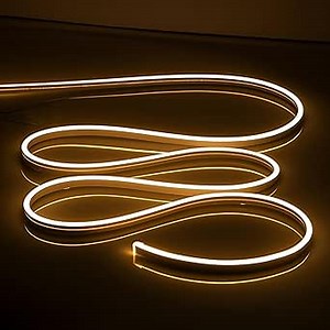Neon Rope Lights - Cuttable and Dimmable Neon Light Strip 16.4ft/5m Neon Led Strip Lights 12V for Lighting Decoration Indoors Outdoors [ No Power Adapter] Warm White