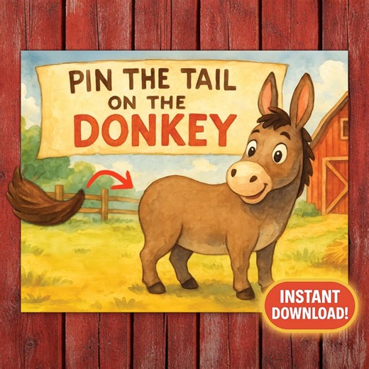 Pin the Tail on the Donkey Game, Printable Farm Birthday Party Game, Easy Setup Farm Theme Game for Kids, Instant Download PDF - Etsy