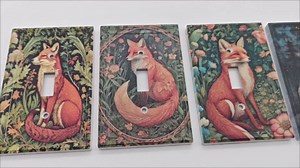 Decorative Art Light Switch Covers,1 Gang Single Duplex Outlet,Wall Plate,Switchplate Electrical Faceplate,Fox,(4PACKS)