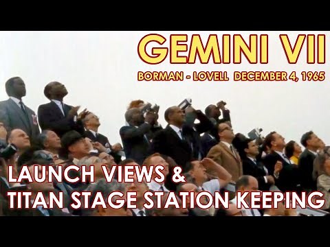 Gemini 7 - Launch, Crowd, Cockpit Titan stage station keeping, Crew, Gemini Program, Borman, Lovell