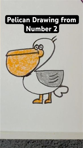Draw Pelican using Number 2 | Pelican Drawing #pelican #animals #drawing #sketch #shorts #art #draw