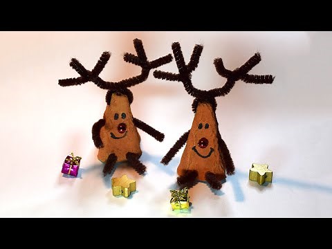 Weihnachtsbasteln: Rentiere aus Eierkartons basteln