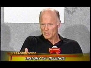 During a press conference for A History of Violence (2005), Ed Harris uncomfortably displays what violence is