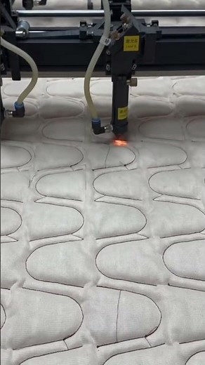 cutting a mattress using a special tool in the desired pattern