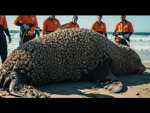 Sealion covered in barnacles