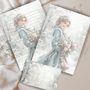 Winter Lady Letter Writing Set – Snowy Floral Stationery (digital Download) - Etsy
