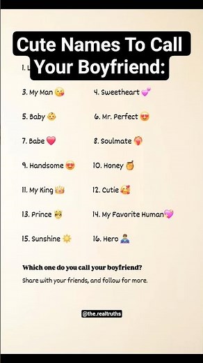 Cute Names To Call Your Boyfriend ❤️ Shorts #ViralShorts #Motivation #LifeLessons #viral #shorts