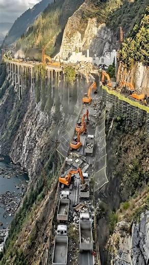 Insane Cliff Road Rebuild in Minutes 🚧 From Collapse to Perfect Highway | Hyper Timelapse