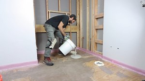 5K views · 63 reactions | How to use self-leveling underlayment...enrollment ends July 31st for our Beginner Curbed Shower Remodeling Course, get 325 step-by-step tutorials and Personal Coaching, join today at https://homerepairtutor.com/beginner-curbed-shower-remodeling/ | Home Repair Tutor | Facebook