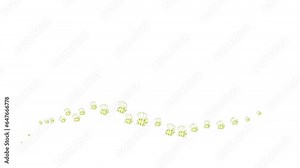 Animated funny golden symbol of flying bees. A wave of insects. Icons of bee fly from left to right. Looped video. Flat vector illustration isolated on a white background.