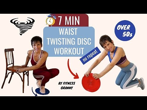7 MIN WAIST TWISTING DISC WORKOUT WITH A CHAIR – 8 more exercises with an AB TWISTER PLATE