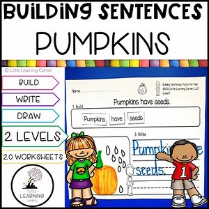 Building Sentences Pumpkin Facts | Kindergarten First Grade Writing Center