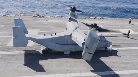 MV-22 Osprey Takeoff & Landing on Aircraft Carrier