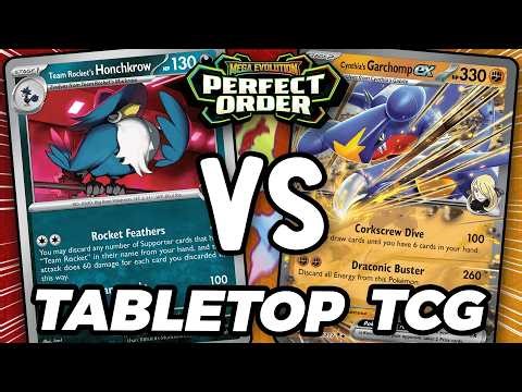Can Rocket's Honchkrow Defeat Cynthia's Garchomp ex in this Pokemon TCG Tabletop Match!?!