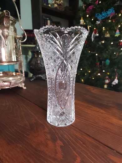 Vintage Czech Cut Crystal Vase | Bohemian Glass Centerpiece - Etsy