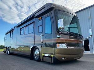 1.8K views · 44 reactions | Check out this 2008 Marquis Amethyst IV 45’ Quad Slide, Bath and 1/2 Motorcoach that we just received on trade! Hello diesel pusher with a CAT® 600HP C-15 engine!! | Chase Motorsports Coach & Trailer Sales | Facebook