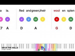 Learn DECK THE HALLS in 5 Minutes – Super Easy Piano with Lyrics, Note Colors and Chords