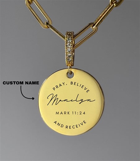 Personalized Bible Verse Jewelry Custom Name Necklace Christian Scripture Pray Believe and Receive Faith Jewelry Meaningful Gift for Her - Etsy Israel