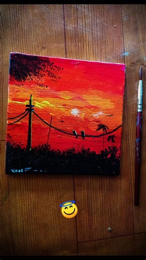 Easy Sunset Acrylic Painting | Mini Canvas Art Tutorial