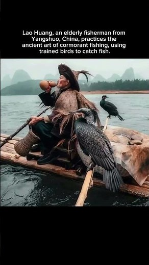 Lao Huang, an elderly fisherman from Yangshuo, China