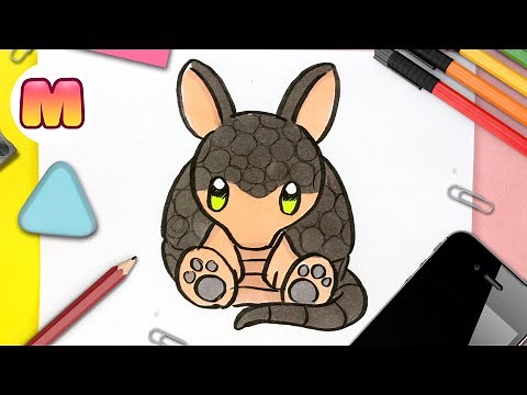 HOW TO DRAW A KAWAII ARMADILLO - Kawaii animal drawings - Learn to draw with Jape