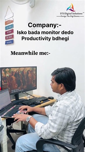 Company: “Bigger monitor = more productivity.” 😎 Reality: Bigger screen, bigger binge! 😂💻