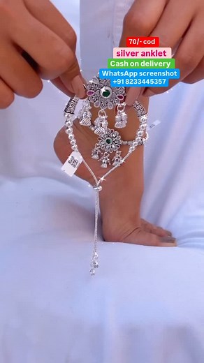 29K views · 7.5K reactions | Silver oxidised flower anklet, with 67% discount for order WhatsApp screenshot - +91 8233445357 #silver #anklet #oxidised #jewellery #reel | Jodhpuri silver | Facebook