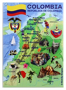 Colombia Graphic Map and Attractions Souvenir Fridge Magnet 2.5 X 3.5 - Etsy