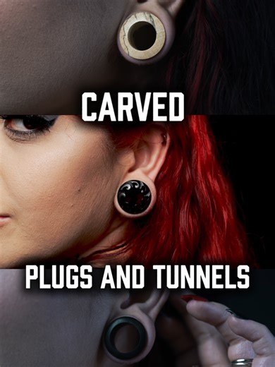 Have you tried our Hand carved plugs and tunnels yet? #plugs #stretchedears #stretchedearsoftiktok #piercingsoftiktok #girlswithstretchedears #earstretching #piercing #gaugesandplugs #handcarved #woodplugs