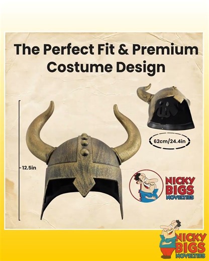 Adult Medieval Barbarian Helmet Horns Viking Horned Halloween Costume Accessory