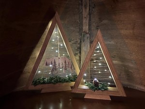 Handcrafted Wooden Lighted Pine Tree Decor: Rustic Cabin Christmas - Etsy