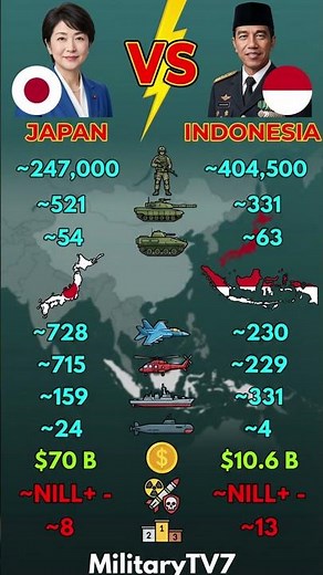 Japan vs Indonesia Military Power 2025 | Full Comparison | MilitaryTV7