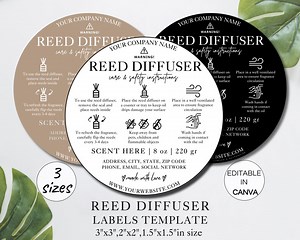 Editable Reed Diffuser Warning Label Template, Printable Reed Diffuser Safety Sticker, Reed Diffuser Care Card Instructions Business Label. - Etsy